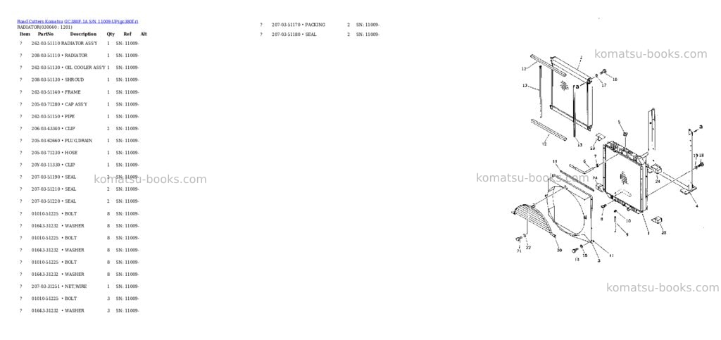 Komatsu gc380f-1a s/n 11009-up Parts catalog cover Page 3