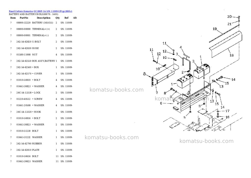 Komatsu gc380f-1a s/n 11009-up Parts catalog cover Page 6