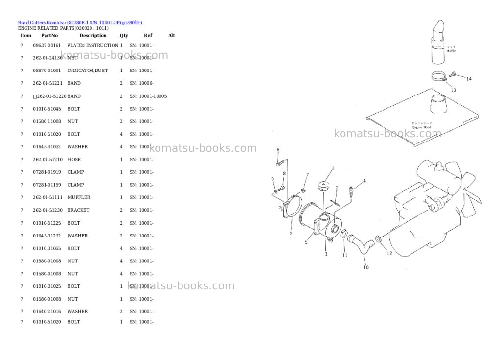Komatsu gc380f-1 s/n 10001-up Parts catalog cover