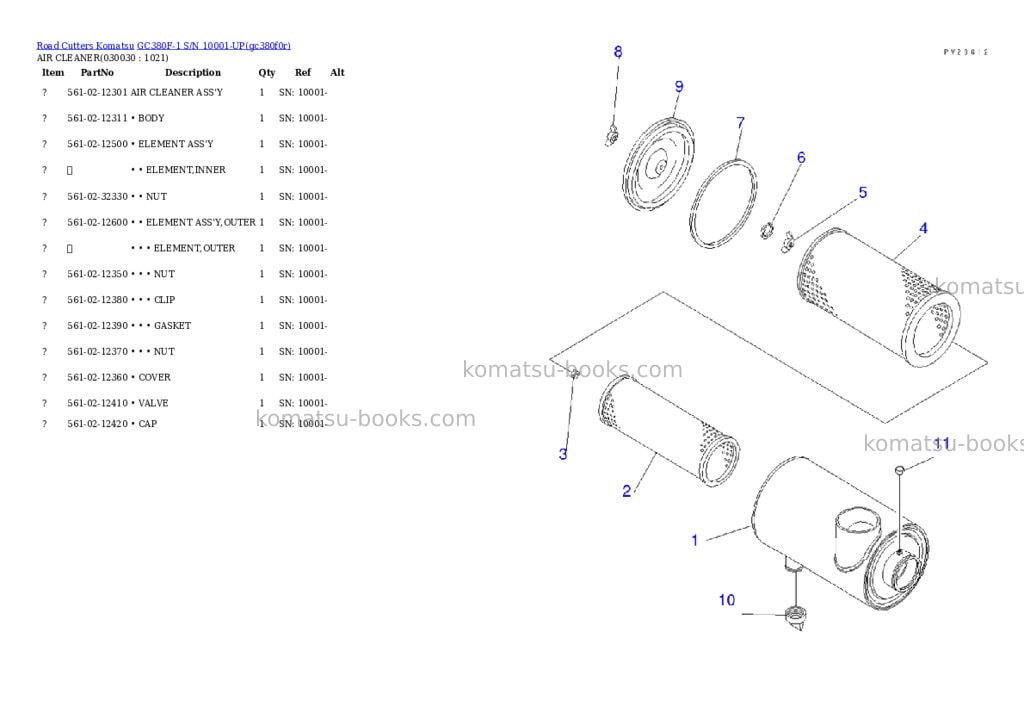 Komatsu gc380f-1 s/n 10001-up Parts catalog cover Page 2