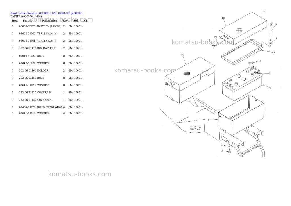 Komatsu gc380f-1 s/n 10001-up Parts catalog cover Page 6