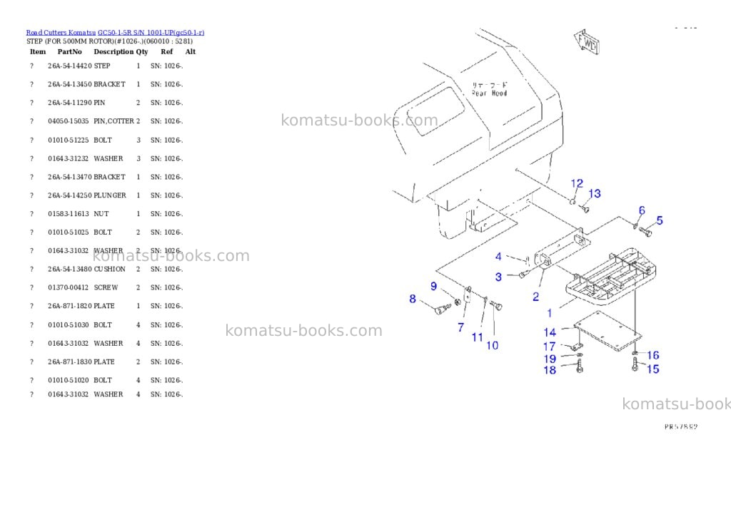Komatsu GC50-1-5R S/N 1001-UP Parts catalog cover Page 3