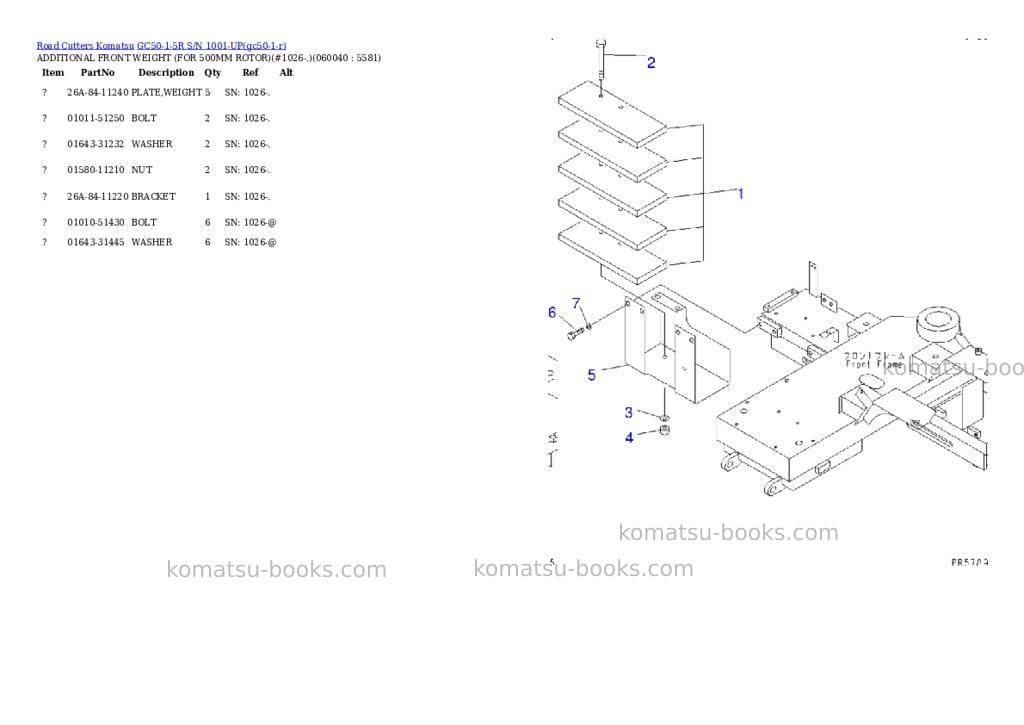 Komatsu GC50-1-5R S/N 1001-UP Parts catalog cover Page 6