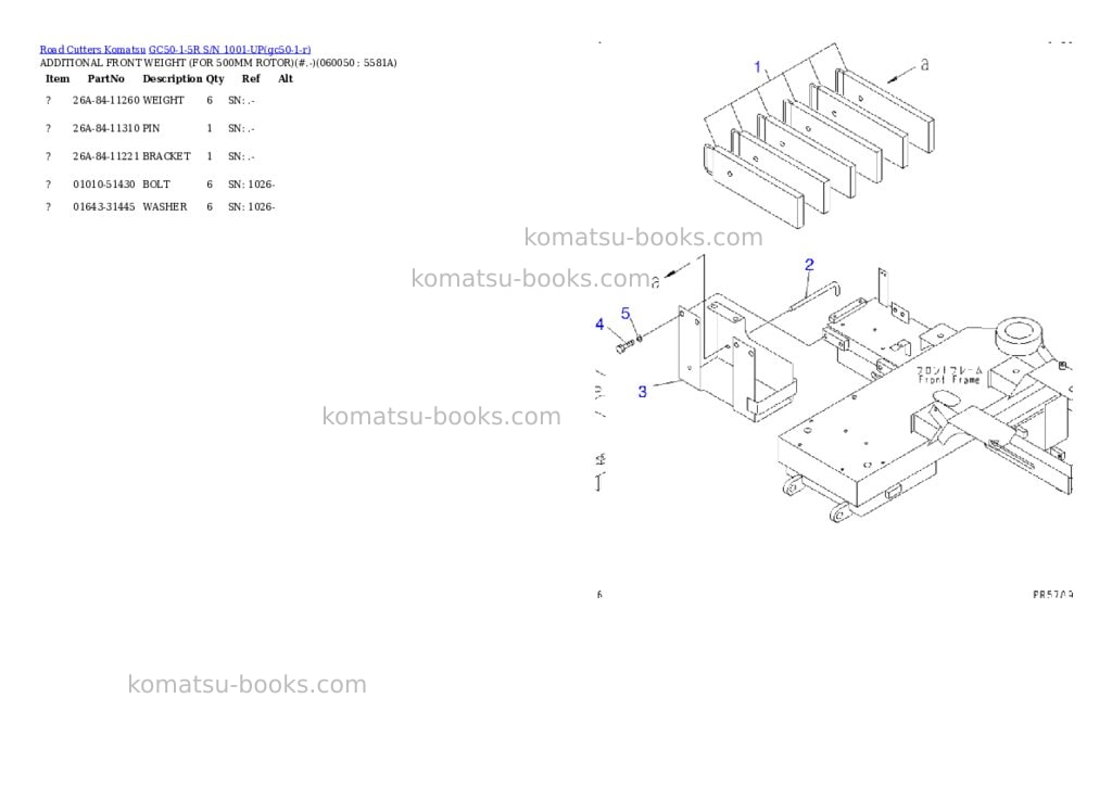 Komatsu GC50-1-5R S/N 1001-UP Parts catalog cover Page 7