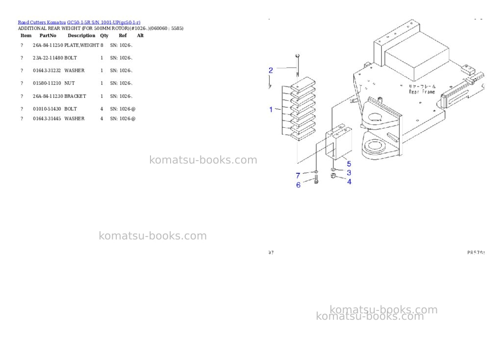 Komatsu GC50-1-5R S/N 1001-UP Parts catalog cover Page 8