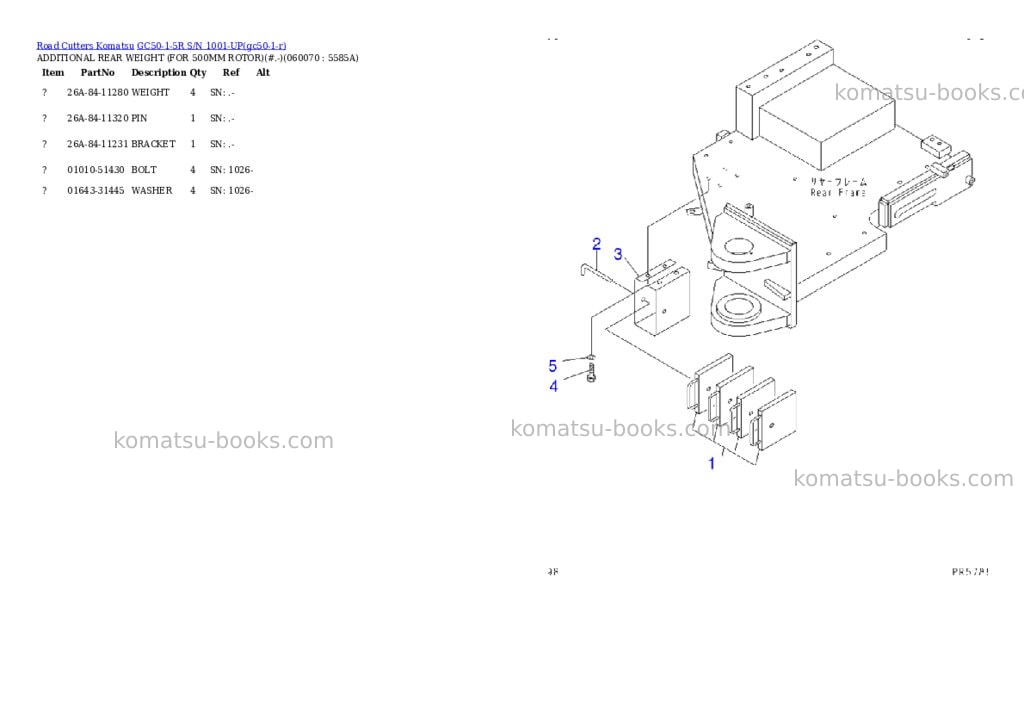 Komatsu GC50-1-5R S/N 1001-UP Parts catalog cover Page 9