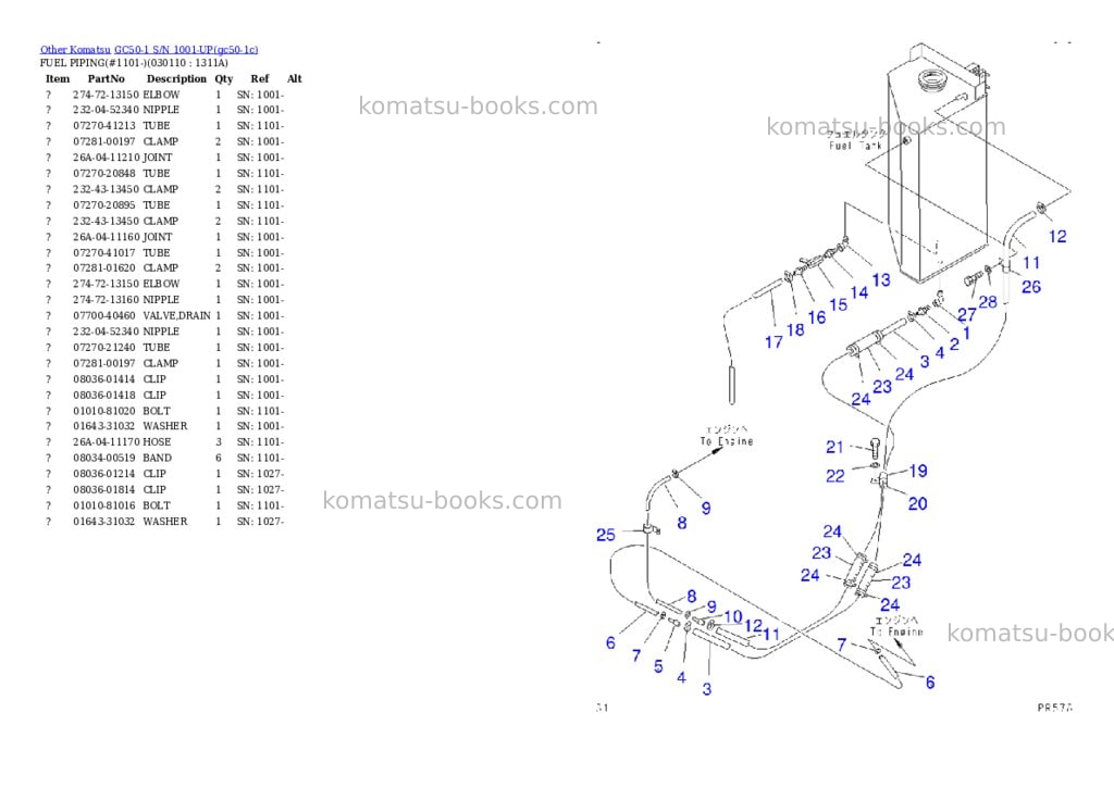 Komatsu gc50-1 s/n 1001-up Parts catalog cover Page 10