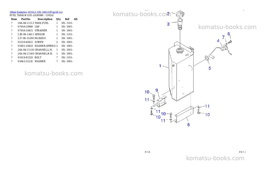 Komatsu gc50-1 s/n 1001-up Parts catalog cover Page 7