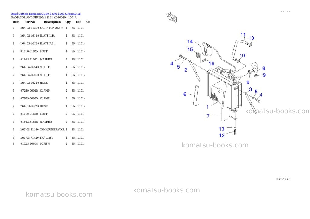Komatsu GC50-1 S/N 1001-UP Parts catalog cover Page 5 Komatsu GC50-1 S/N 1001-UP Parts catalog cover Page 5