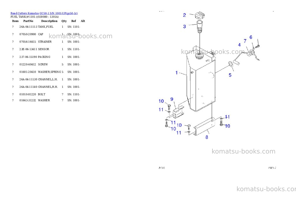 Komatsu GC50-1 S/N 1001-UP Parts catalog cover Page 7 Komatsu GC50-1 S/N 1001-UP Parts catalog cover Page 7