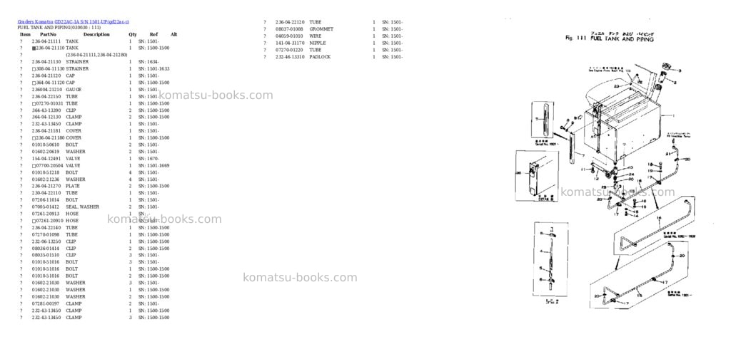 Komatsu gd22ac-1a s/n 1501-up Parts catalog cover Page 2