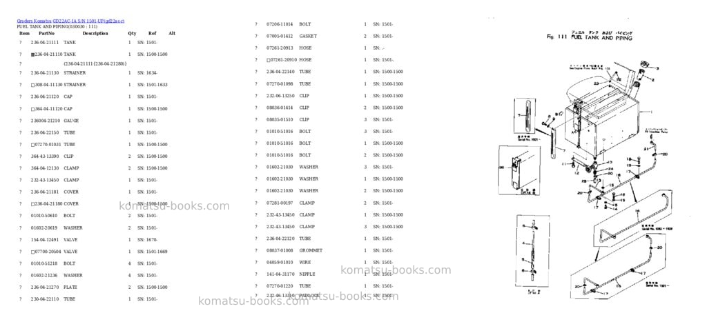 Komatsu GD22AC-1A S/N 1501-UP Parts catalog cover Page 2