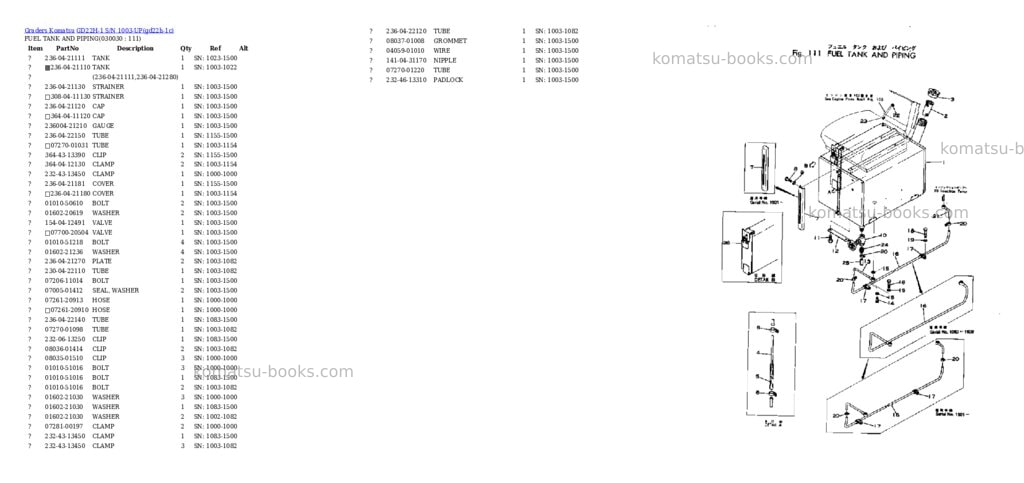 Komatsu GD22H-1 S/N 1003-UP Parts catalog cover Page 2 Komatsu GD22H-1 S/N 1003-UP Parts catalog cover Page 2