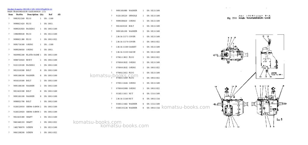 Komatsu gd22h-1 s/n 1003-up Parts catalog cover Page 10