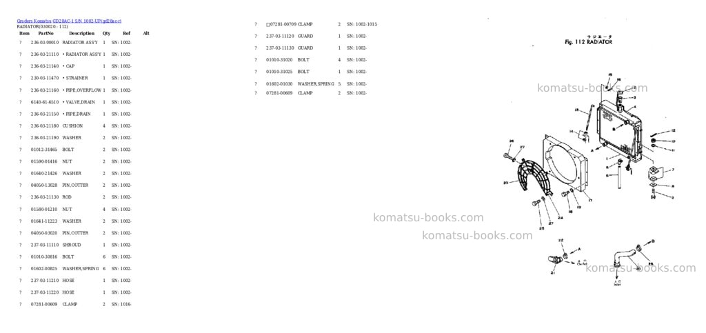Komatsu gd28ac-1 s/n 1002-up Parts catalog cover