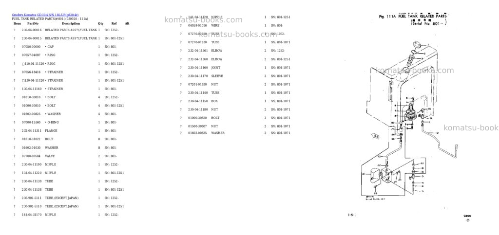 Komatsu gd30-4 s/n 185-up Parts catalog cover