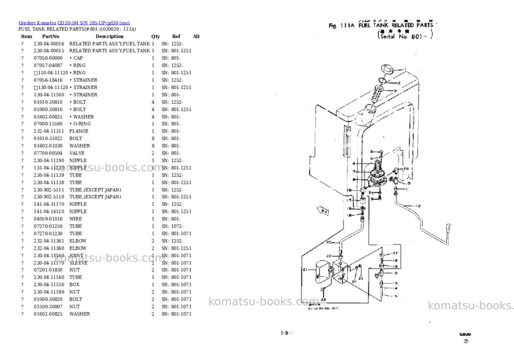 Komatsu GD30-5M S/N 185-UP Parts catalog cover