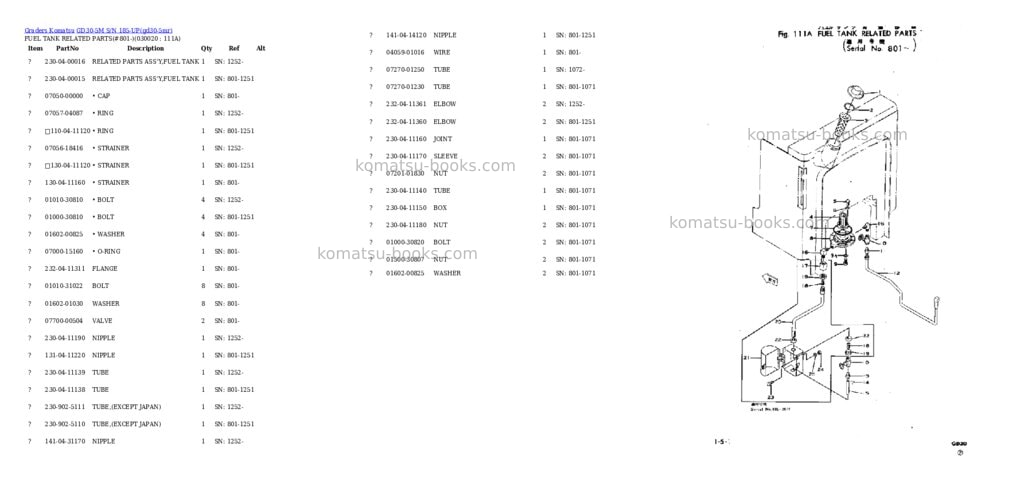 Komatsu gd30-5m s/n 185-up Parts catalog cover