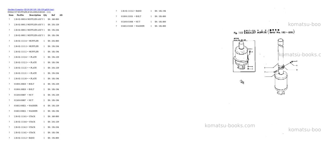 Komatsu gd30-5m s/n 185-up Parts catalog cover Page 2