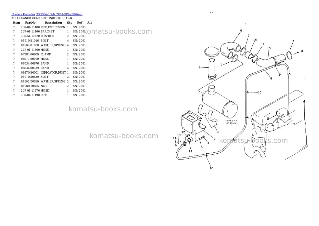 Komatsu GD300A-1 S/N 2001-UP Parts catalog cover