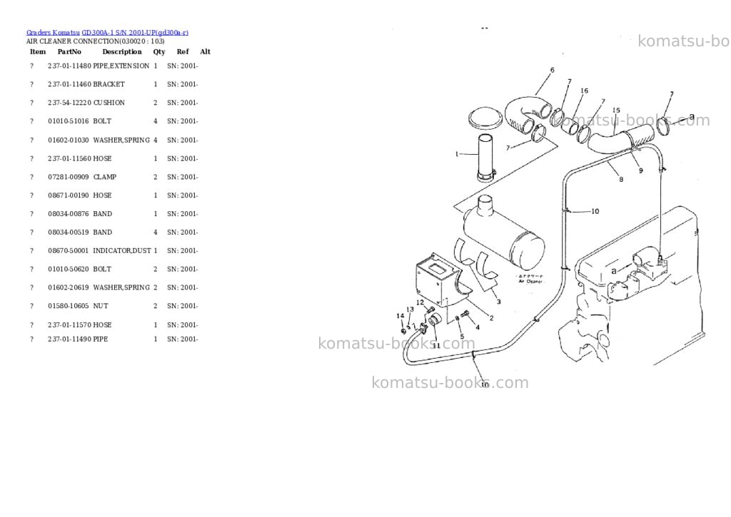 Komatsu gd300a-1 s/n 2001-up Parts catalog cover