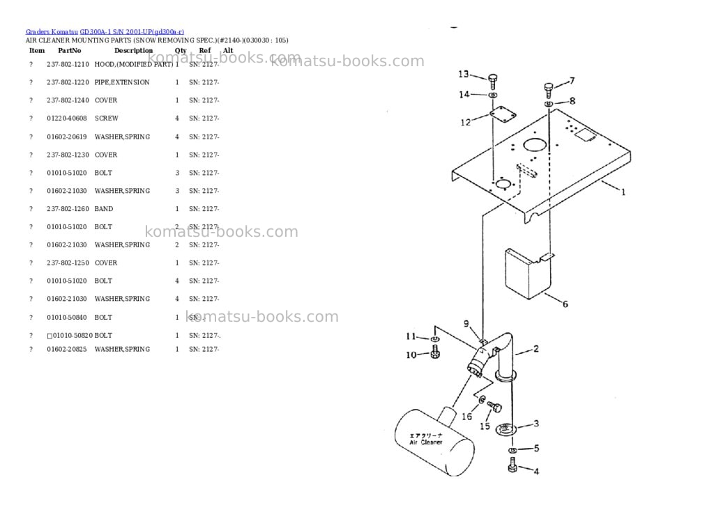Komatsu gd300a-1 s/n 2001-up Parts catalog cover Page 2