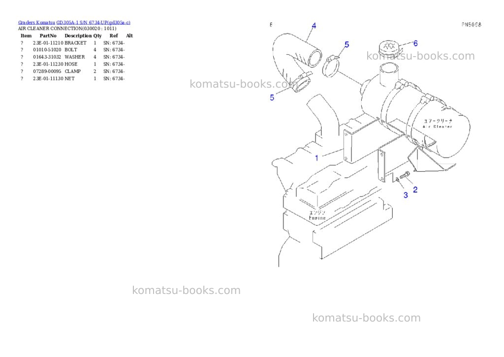 Komatsu gd305a-1 s/n 6734-up Parts catalog cover