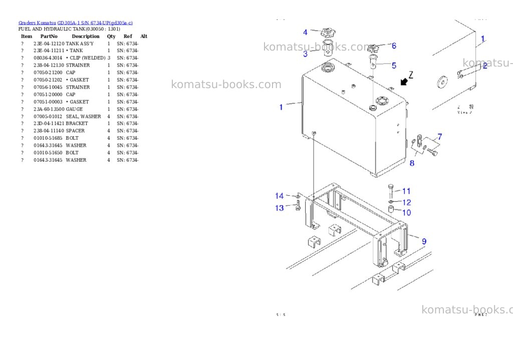 Komatsu gd305a-1 s/n 6734-up Parts catalog cover Page 4
