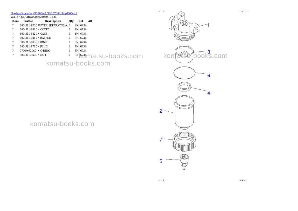 Komatsu gd305a-1 s/n 6734-up Parts catalog cover Page 6