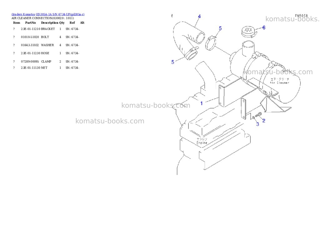 Komatsu GD305A-1A S/N 6734-UP Parts catalog cover