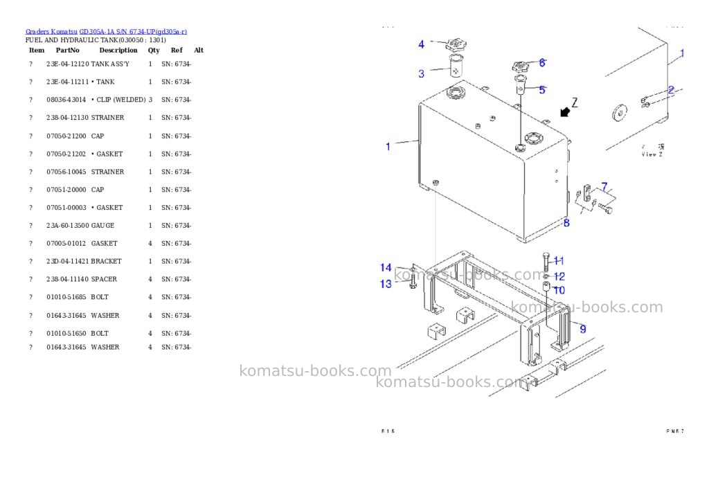 Komatsu GD305A-1A S/N 6734-UP Parts catalog cover Page 4