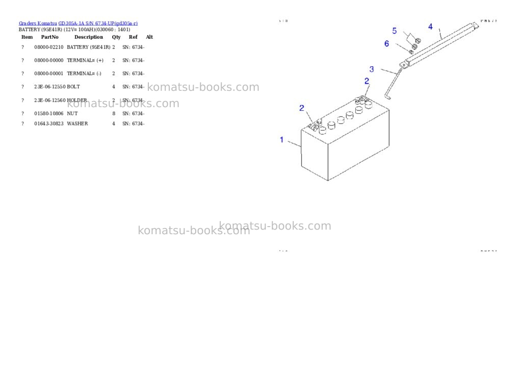 Komatsu GD305A-1A S/N 6734-UP Parts catalog cover Page 5