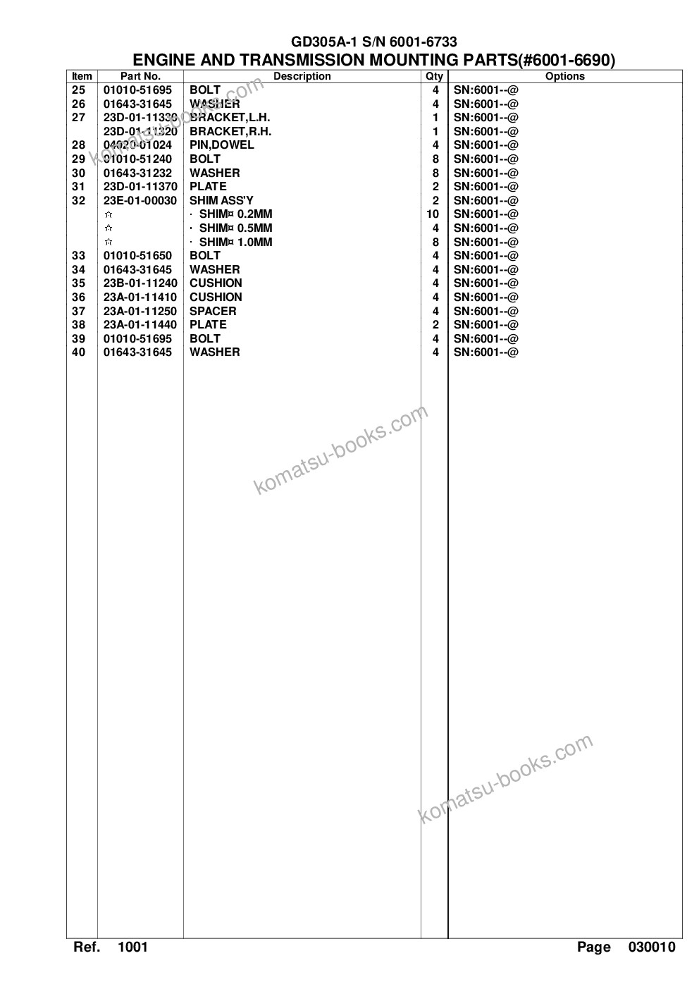 Komatsu gd305a-1 s/n 6001-6733 Parts catalog cover Page 4