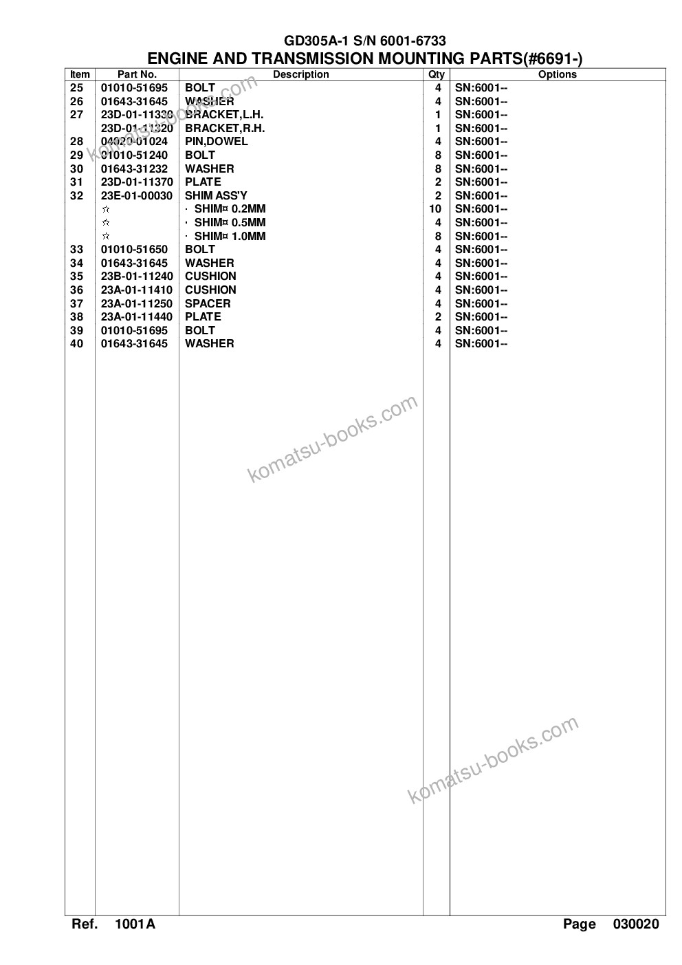 Komatsu gd305a-1 s/n 6001-6733 Parts catalog cover Page 6