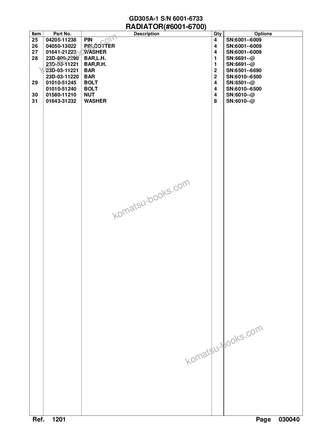 Komatsu gd305a-1 s/n 6001-6733 Parts catalog cover Page 9