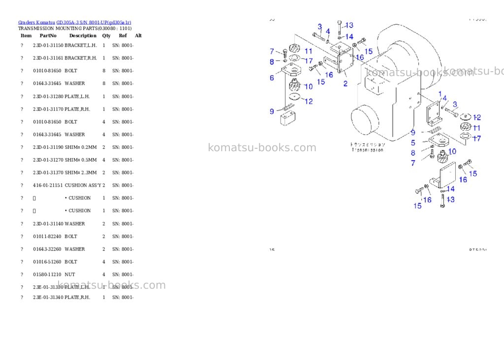 Komatsu gd305a-3 s/n 8001-up Parts catalog cover Page 7 Komatsu gd305a-3 s/n 8001-up Parts catalog cover Page 7