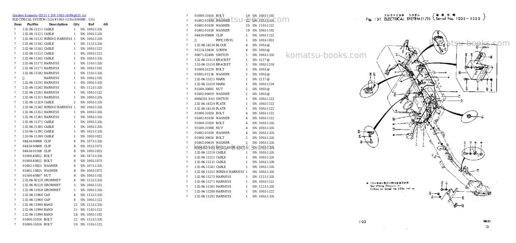 Komatsu GD31-1 S/N 1003-1499 Parts catalog cover Page 7