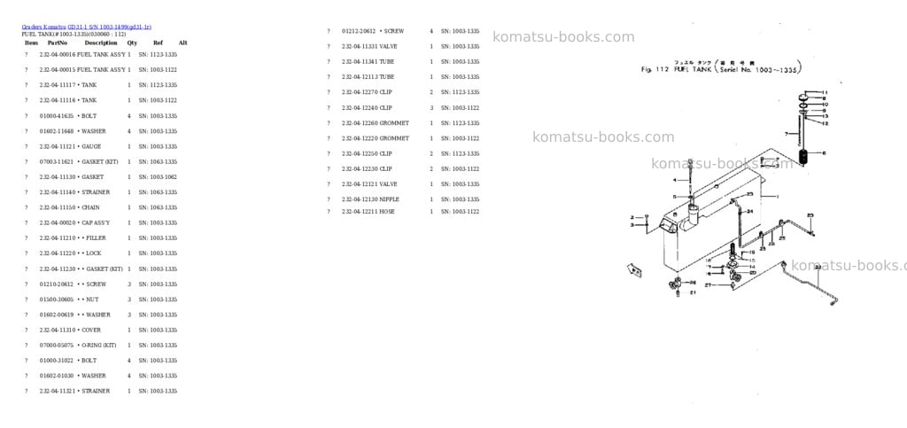Komatsu gd31-1 s/n 1003-1499 Parts catalog cover Page 5