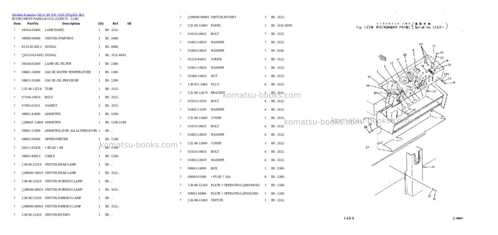 Komatsu gd31-3h s/n 1501-up Parts catalog cover Page 6