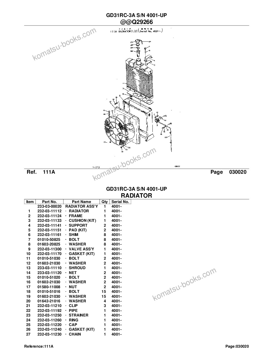 Komatsu gd31rc-3a s/n 4001-up Parts catalog cover Page 5