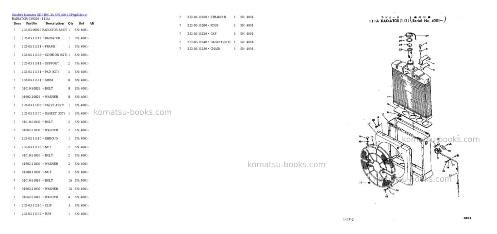 Komatsu GD31RC-3A S/N 4001-UP Parts catalog cover