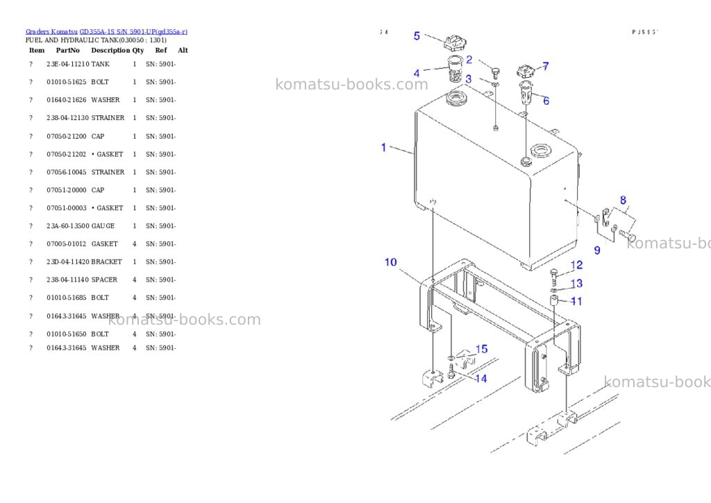 Komatsu GD355A-1S S/N 5901-UP Parts catalog cover Page 4