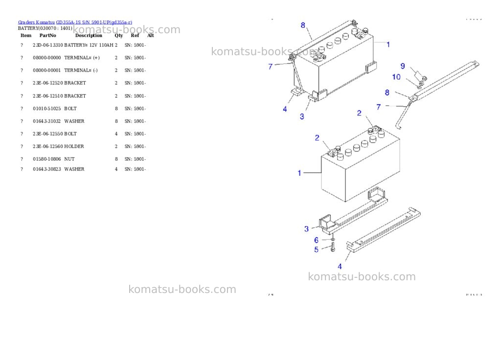 Komatsu GD355A-1S S/N 5901-UP Parts catalog cover Page 6