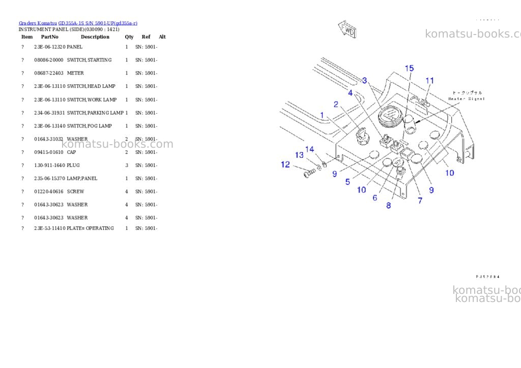 Komatsu GD355A-1S S/N 5901-UP Parts catalog cover Page 8