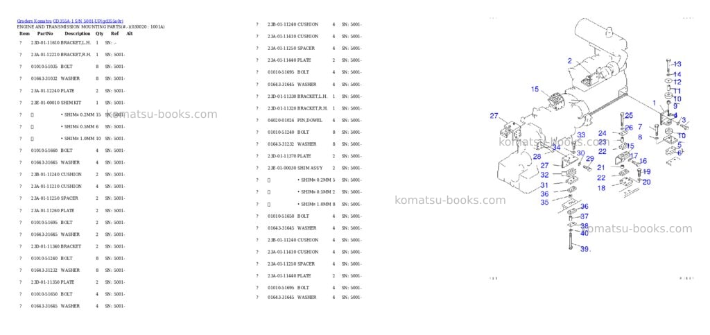 Komatsu gd355a-1 s/n 5001-up Parts catalog cover Komatsu gd355a-1 s/n 5001-up Parts catalog cover