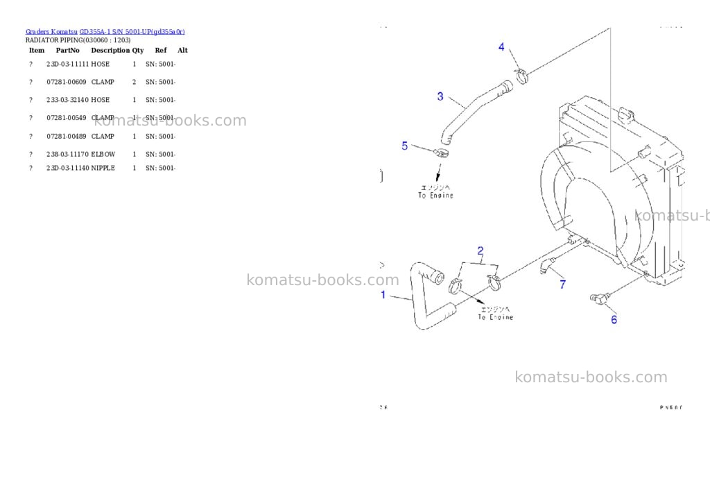 Komatsu gd355a-1 s/n 5001-up Parts catalog cover Page 5 Komatsu gd355a-1 s/n 5001-up Parts catalog cover Page 5