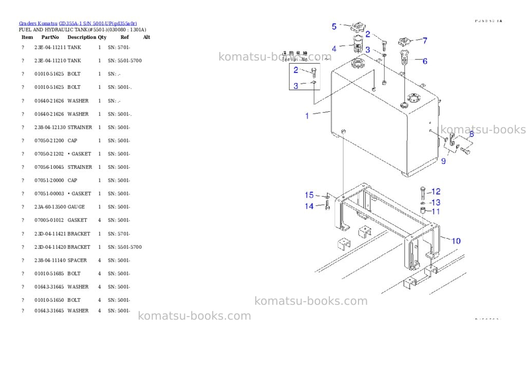 Komatsu gd355a-1 s/n 5001-up Parts catalog cover Page 7 Komatsu gd355a-1 s/n 5001-up Parts catalog cover Page 7