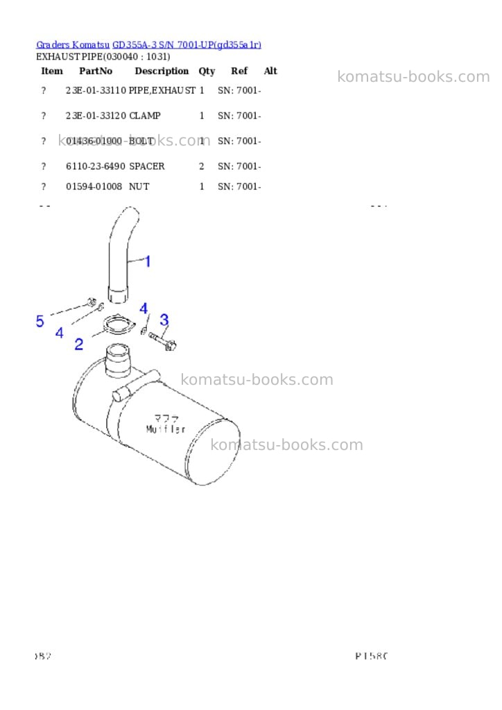 Komatsu gd355a-3 s/n 7001-up Parts catalog cover Page 3 Komatsu gd355a-3 s/n 7001-up Parts catalog cover Page 3