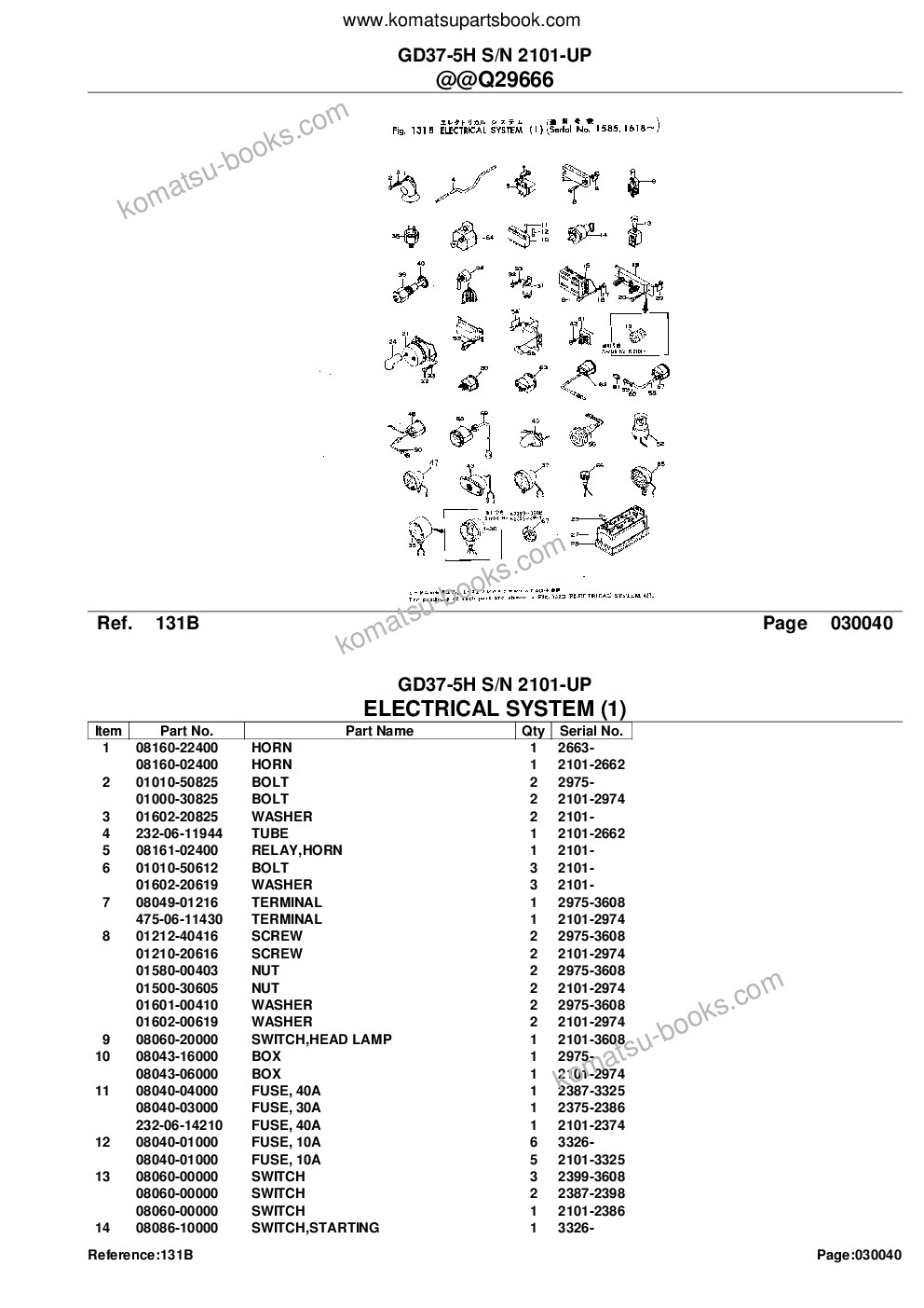 Komatsu gd37-5h s/n 2101-up Parts catalog cover Page 10