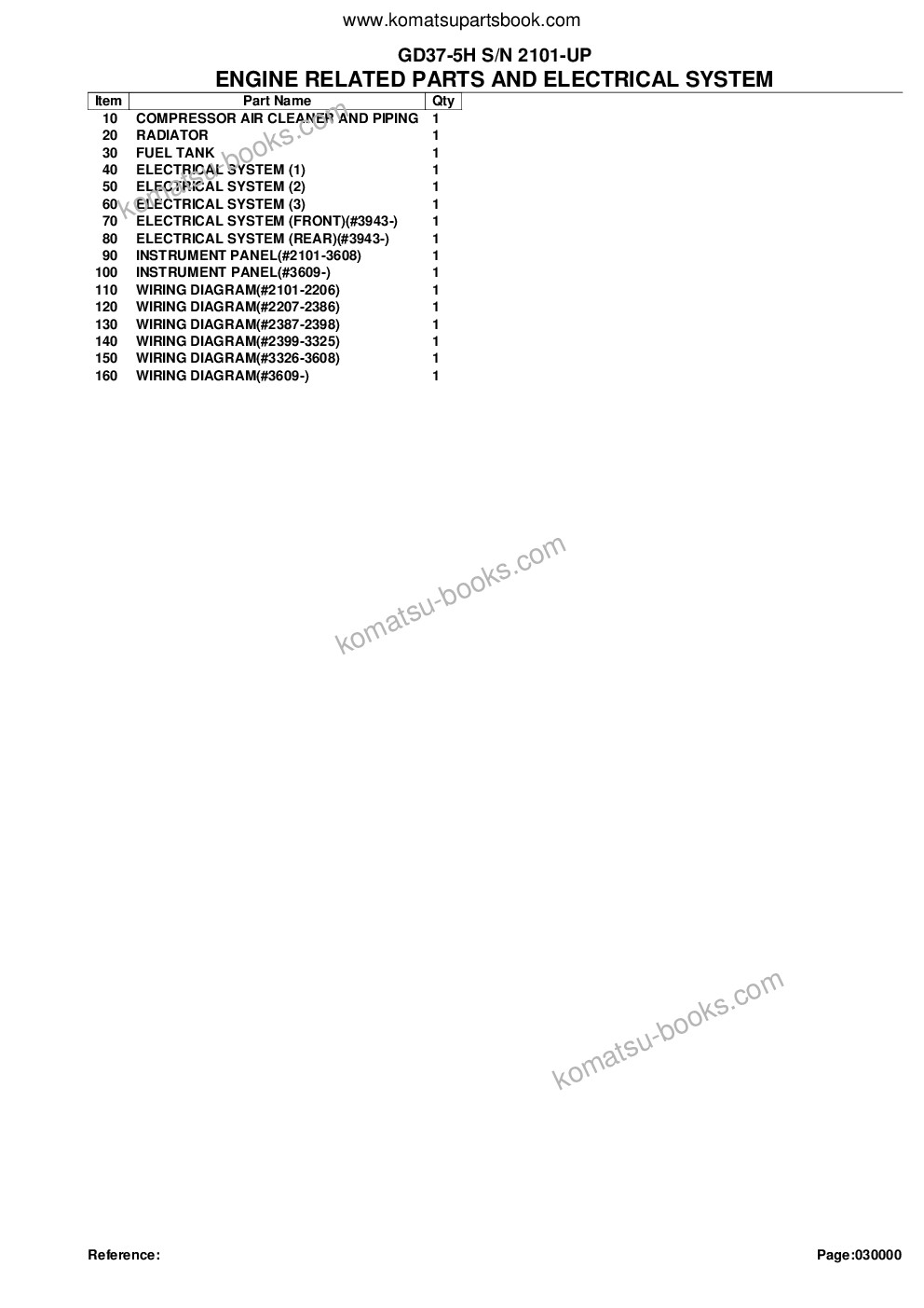 Komatsu gd37-5h s/n 2101-up Parts catalog cover Page 2